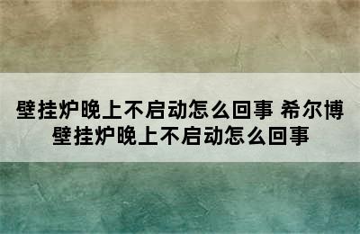 壁挂炉晚上不启动怎么回事 希尔博壁挂炉晚上不启动怎么回事